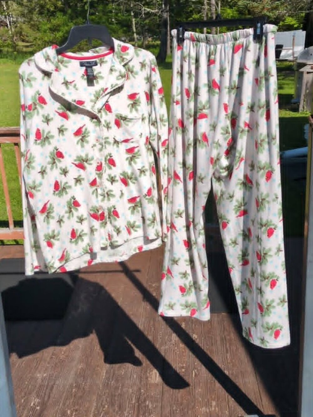 Rene Rofe Cozy Cardinal Print Pajamas Sz Large Christmas Winter Cottagecore